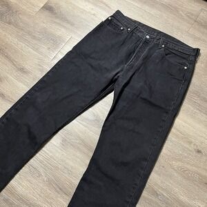 Levi's 501 Regular Fit Straight Denim Jean Size 38x34 Dark Black Wash Button Fly